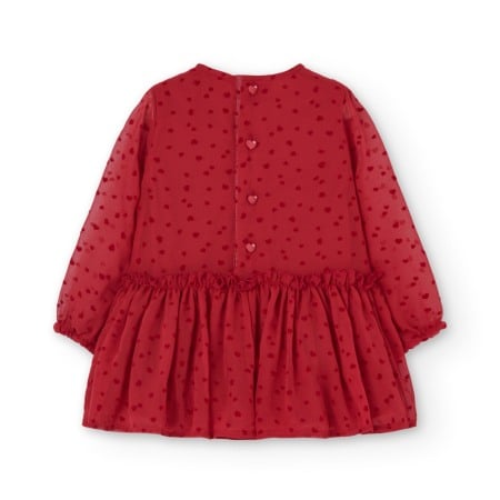 Rochie eleganta fete 1-8 ani, chifon, better cotton, imprimeu cu inimioare, rosie, Boboli [2]