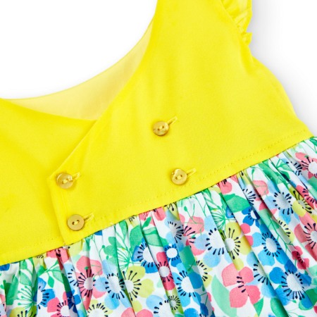 Rochie eleganta fete satin, imprimeu flori, galbena, Boboli [4]