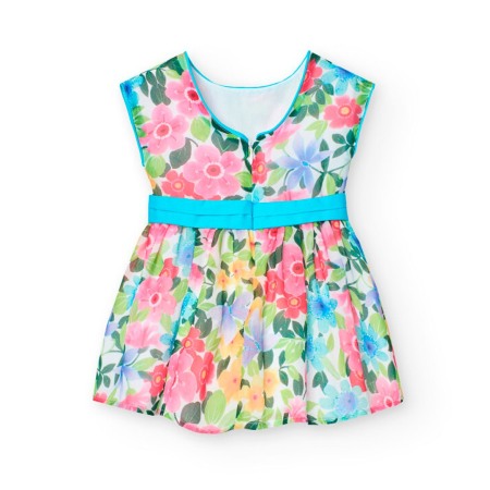 Rochie eleganta fetite 1-8 ani, imprimeu floral, funda turcoaz, brand BOBOLI [1]