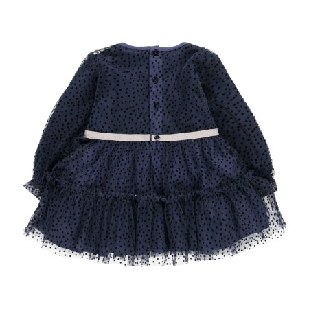 Rochie eleganta fetite 1-8 ani, tulle cu buline catifea, funda argintie, navy, brand Boboli [2]