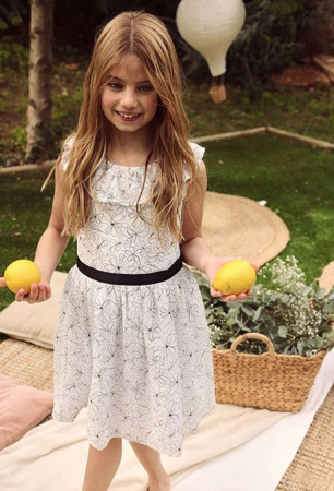 Rochite maneca scurta - Rochie eleganta fetite 4-14 ani, chifon, imprimeu floral,