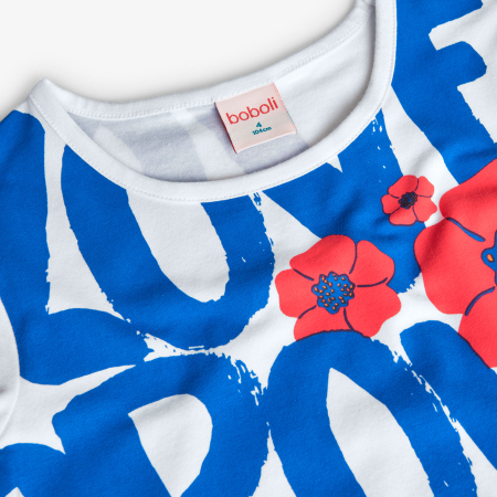 Rochie fete 1-10 ani , bumbac better cotton, maneca scurta, imprimeu floral, brand Boboli [4]