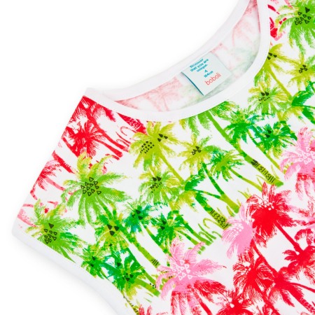 Rochie fete 4-16 ani vara, bumbac better cotton, imprimeu palmieri, multicolor, brand Boboli [2]
