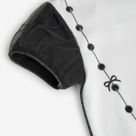 Rochie fete alba cu maneci tulle negru, Boboli [3]