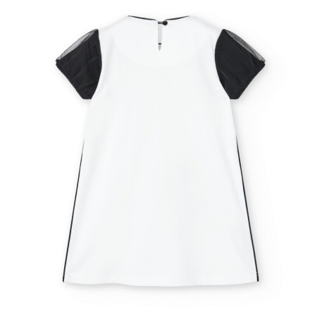 Rochie fete alba cu maneci tulle negru, Boboli [2]