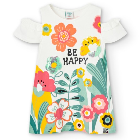 Rochite maneca scurta - Rochie fete bumbac better cotton, imprimeu floral, brand Boboli