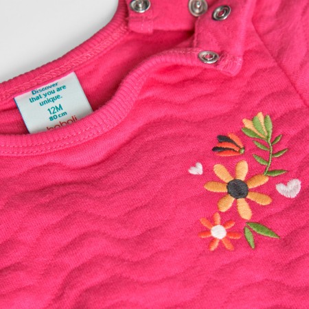 Rochie fete bumbac, broderie florala, roz fucsia, Boboli [3]