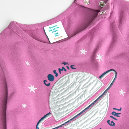 Rochie fete bumbac cu fusta tulle navy cu stelute, mov, Boboli [3]