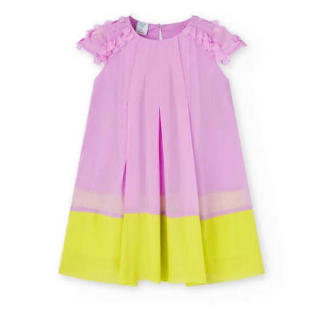 Rochie fete eleganta, combinatie de culori lila/verde, BOBOLI [1]