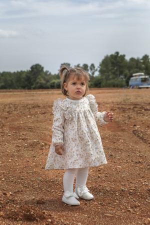 Rochie fete muselina, imprimeu floral, bej, Babybol [4]