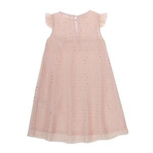 Rochie fete, plisee roz cu imprimeu stelute argintii, UBS2 [1]