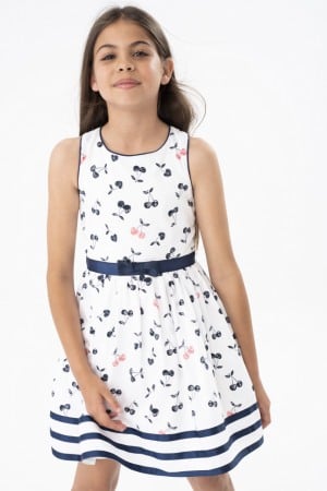 Rochite maneca scurta - Rochie fete satin, bumbac better cotton, imprimeu cirese, Boboli