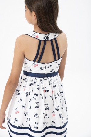 Rochie fete satin, bumbac better cotton, imprimeu cirese, Boboli [5]