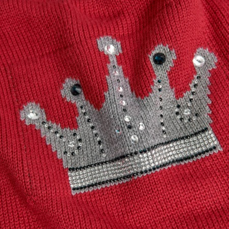 Rochie fete tricot rosie cu fusta tulle navy, coroana cu strasuri, Boboli [2]