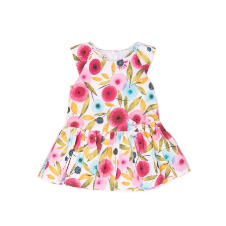Rochite maneca scurta - Rochie fetita Babybol, maneca scurta , bumbac, imprimeu floral, fucsia