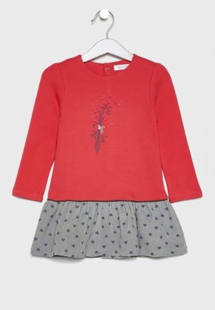 Rochite maneca lunga - Rochie fetita jersey cu dres, fucsia, Babybol