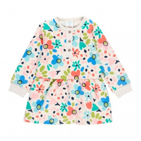 Rochie fetita, maneca lunga, vatuita, imprimeu flori, multicolor, Babybol [1]