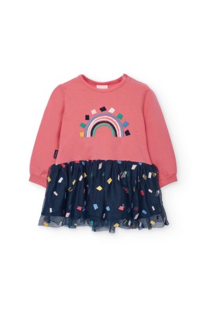 Rochie fetite 1-8 ani bumbac better cotton, fusta tulle cu broderie, orange, brand Boboli [1]