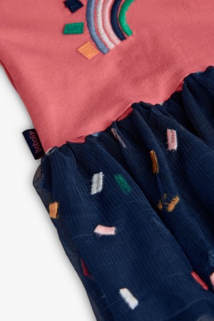 Rochie fetite 1-8 ani bumbac better cotton, fusta tulle cu broderie, orange, brand Boboli [4]