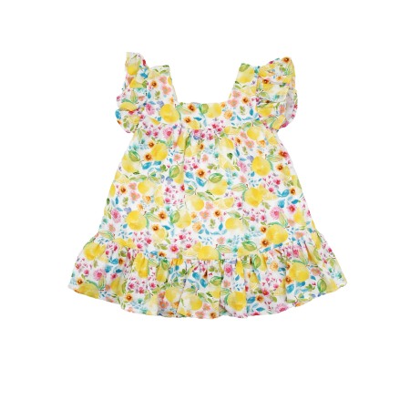Fete/Baieti 2- 16 ani - Rochie fetite bumbac OEKO TEX, imprimeu lamai cu flori, multicolor, Babybol