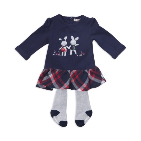 Fete - Rochie fetite cu dres inclus, Babybol, culoare navy