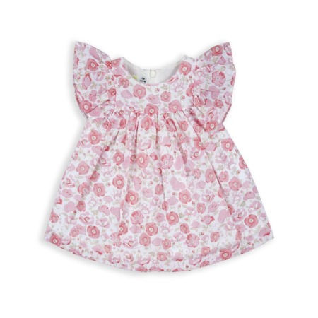 Rochite maneca scurta - Rochie fetite din bumbac satinat, oeko tex, imprimeu floral, Babybol