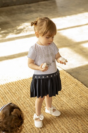 Fete - Rochie fetite din jersey, imprimeu stelute, Babybol