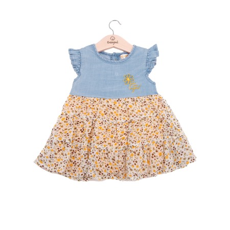 Rochie fetite jeans cu fusta inflorata, Babybol [1]