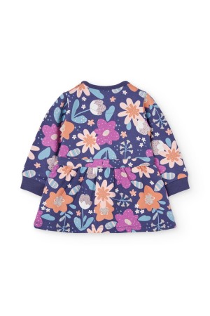 Rochie fetite maneca lunga, bumbac better cotton, imprimeu floral mov, brand Boboli [2]