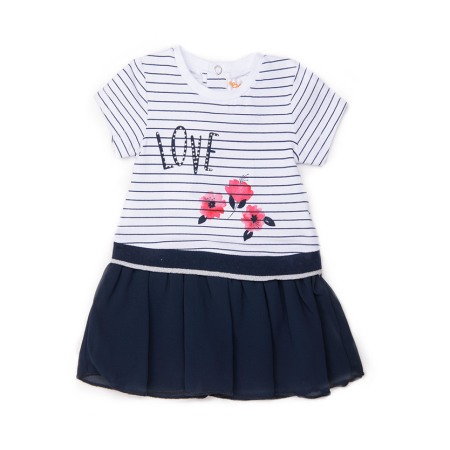 Rochie fetite maneca scurta, bumbac, dungi, fusta tulle, Babybol [1]