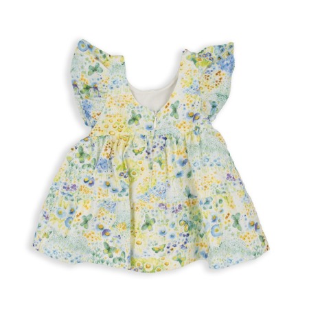 Rochie fetite maneca scurta, bumbac Oeko Tex, imprimeu fluturi, verde, Babybol [1]