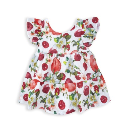 Rochite maneca scurta - Rochie fetite maneca scurta, bumbac Oeko Tex, imprimeu fructe, Babybol