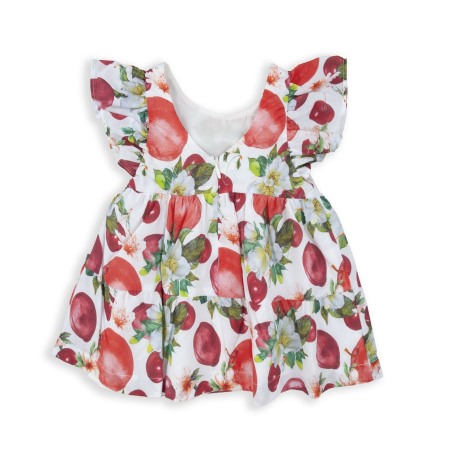 Rochie fetite maneca scurta, bumbac Oeko Tex, imprimeu fructe, Babybol [1]