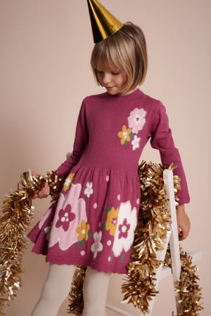 Rochite maneca lunga - Rochie tricot fete Boboli