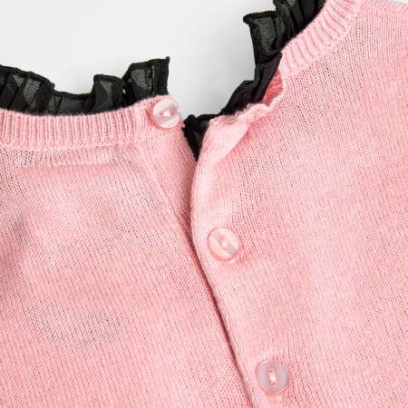 Rochie fetite tricotata, fusta plisata neagra, roz, brand Boboli [3]