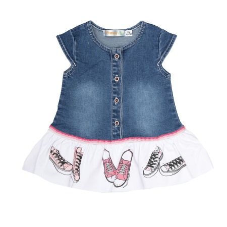 Rochite maneca scurta - Rochie jeans , strasuri , Babybol