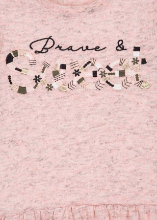 Rochie maneca lunga broderie fata, roz [2]