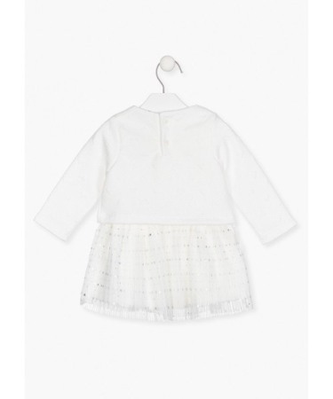 Rochie maneca lunga cu tulle, ivoire, Losan [1]