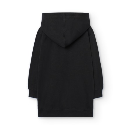 Rochie maneca lunga fete, bumbac better cotton, gluga, neagra, Boboli [3]