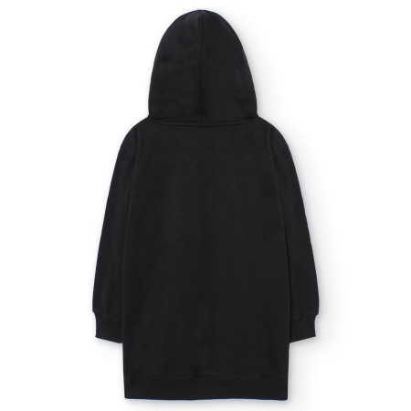 Rochie maneca lunga fete, bumbac better cotton, gluga, neagra, Boboli [7]