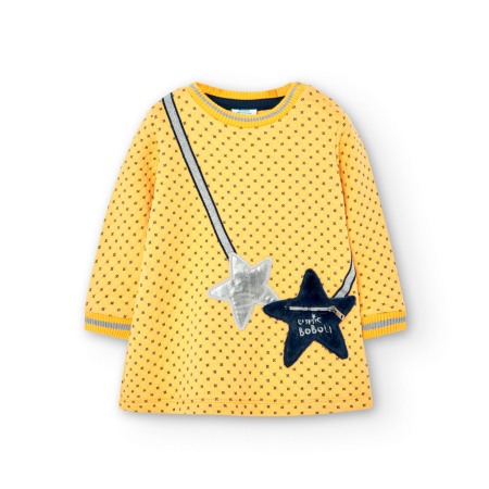 Rochite maneca lunga - Rochie maneca lunga fete, bumbac, galbena, Boboli