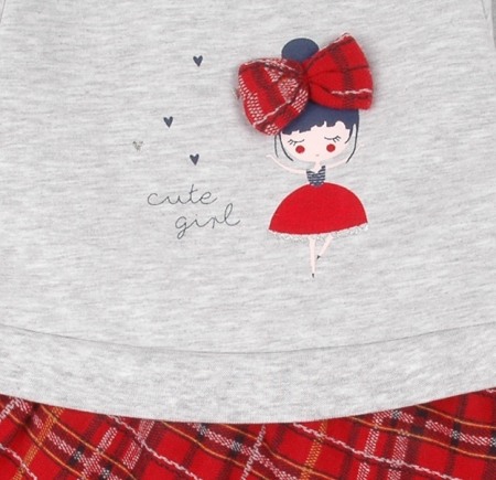 Rochie maneca lunga fetite, bumbac, imprimeu fetita, gri, brand Babybol [1]