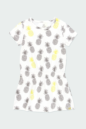 Colectie fete/ baieti primavara-vara - Rochie maneca scurta fete 8-16 ani, bumbac organic, imprimeu ananas, brand Boboli