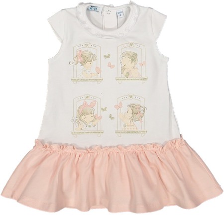 Fete/Baieti 0-24 luni - Rochie maneca scurta fetita bebe, bumbac jersey, roz, Melby