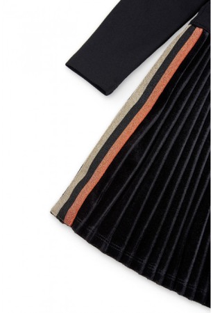 Rochie neagra fete cu fusta plisata catifea, Boboli [3]