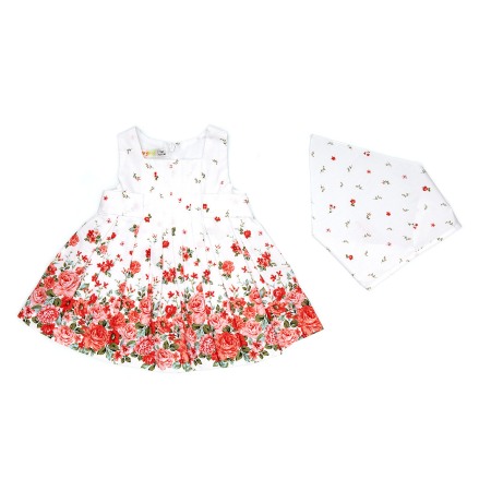 Rochite maneca scurta - Rochie poplin fetite cu batic , imprimeu floral, Babybol