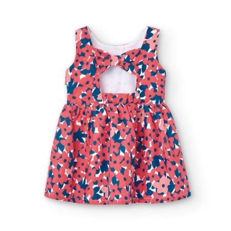 Rochie saten fetite 1-8 ani, imprimeu floral, rosie, brand BOBOLI [2]