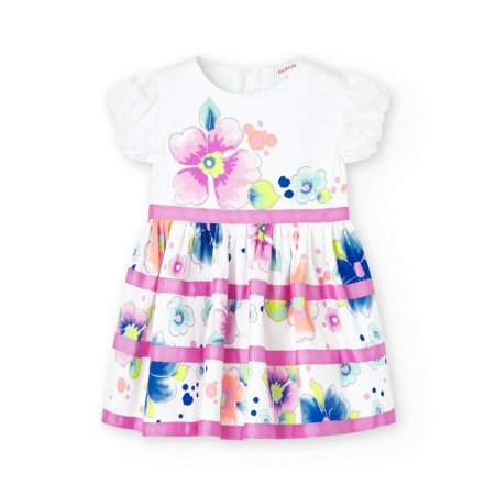 Fete - Rochie satin fete, imprimeu floral, bumbac satin, Boboli