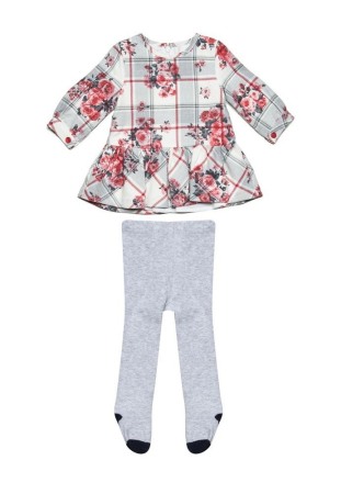 Rochie stofa cu imprimeu floral si dres asortat, Babybol [1]