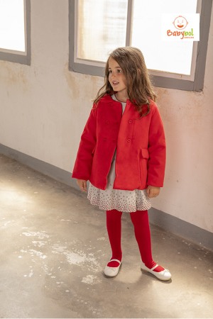 Rochie stofa fete cu fundite si dres rosu, Babybol [2]